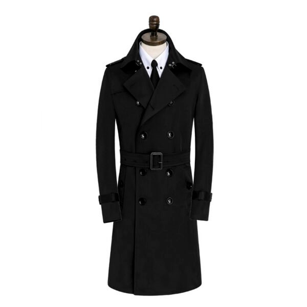 Men's Windbreaker Long Slim Autumn And Winter Coat Waterproof Leisure Medium Length - Image 5