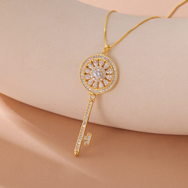 S925 Sterling Silver Key Diamond-studded Necklace - Image 3