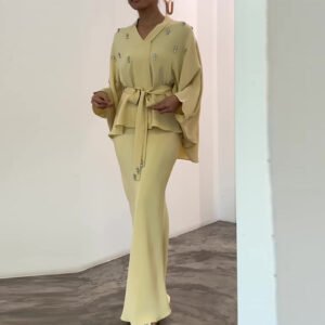 Lace-up Waist Fishtail Sheath Suit