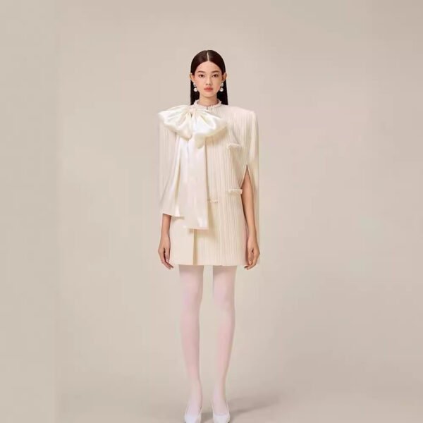 Advanced Sense Cape Suit Graceful Bow Inverness Slim-fit Sleeveless Dress - Image 3