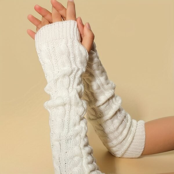 Twist Gloves Wool Half Finger Short Wristband Leakage Finger Arm Sleeve Winter Warm - Image 2