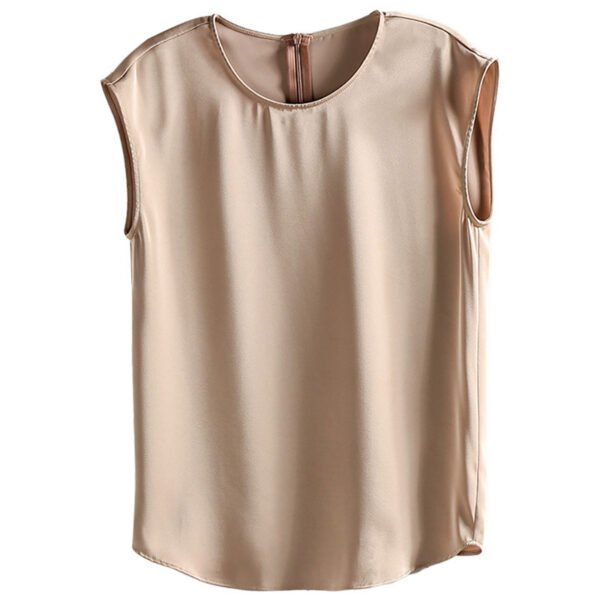 Women's Summer Round Neck Satin Sleeveless Spaghetti-strap Camisole Top - Image 6