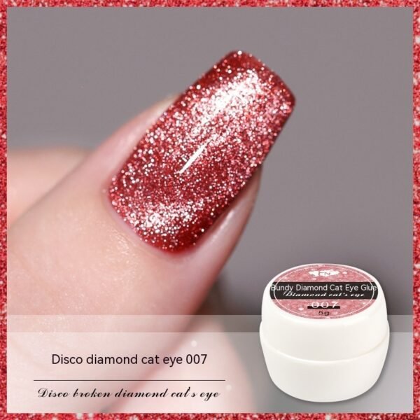 Reflective Diamond In The Debris Glue Cat Eye Gel Polish Nail Art - Image 9