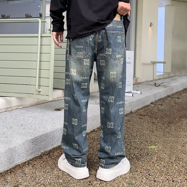 Men's Printed Jeans Straight Fashion Loose Casual Pants - Image 5