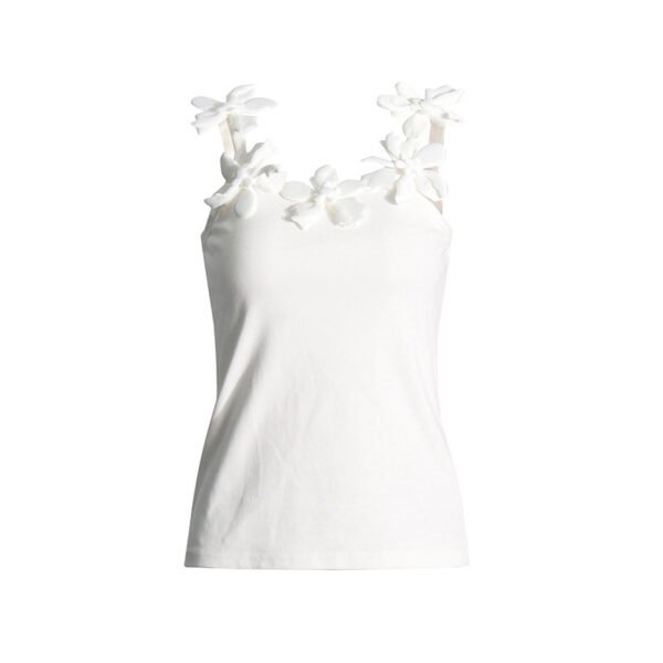 Casual Outdoor Women's Elegant Stitching Three-dimensional Flower Design Sling Top - Image 4