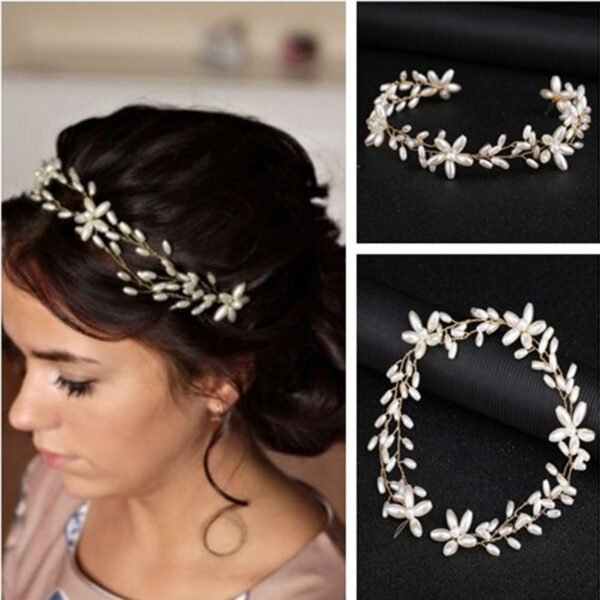 Handmade Pearl Twisted Bead Headwear - Image 3