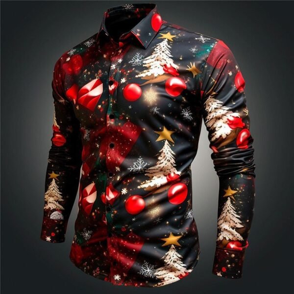 Christmas Element Men's Lapel Casual Shirt - Image 9