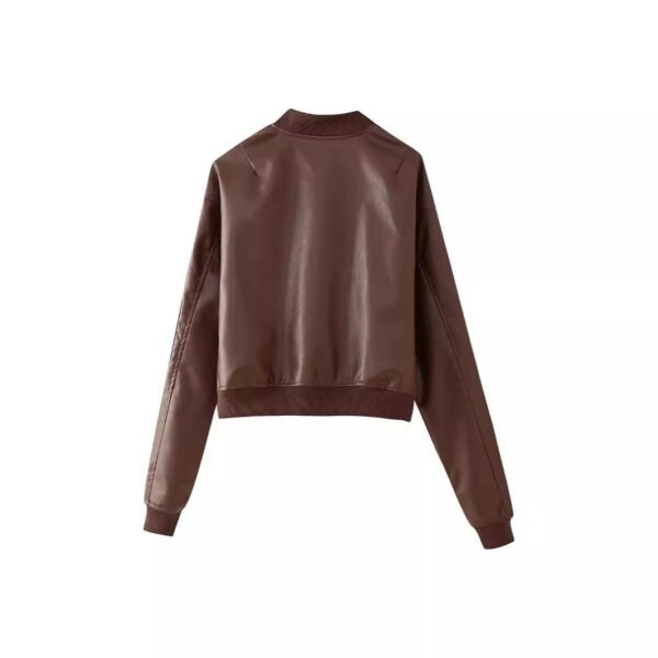 Short Jacket Fried Street Leather Clothing With Stand Collar Coat - Image 3