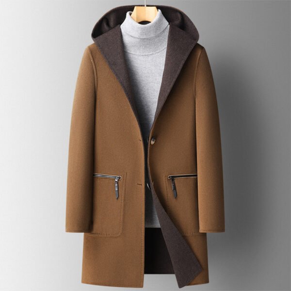 Fall Winter Hooded Double-sided Wear Wool Overcoat Men's Mid-length - Image 8