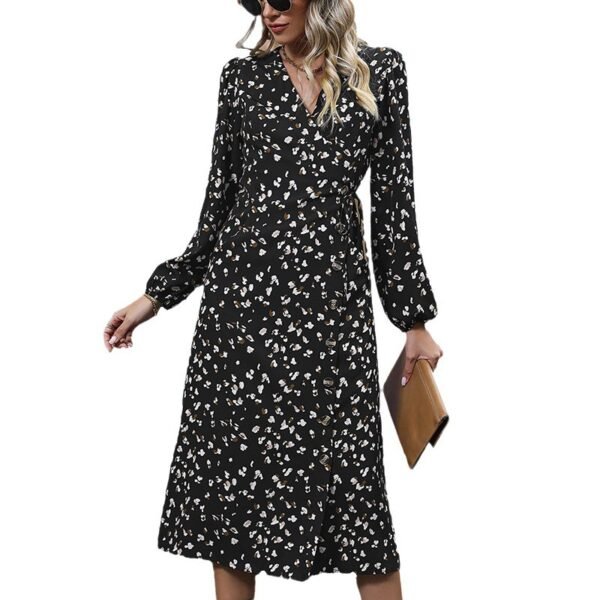 Fashion Printed Black Women's Dress - Image 5