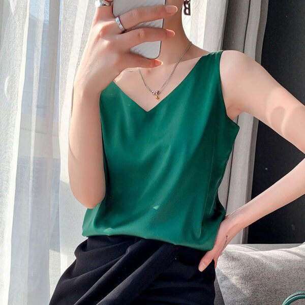 Sleeveless Silk Satin Ladies Camisole Bottoming Shirt - Image 6