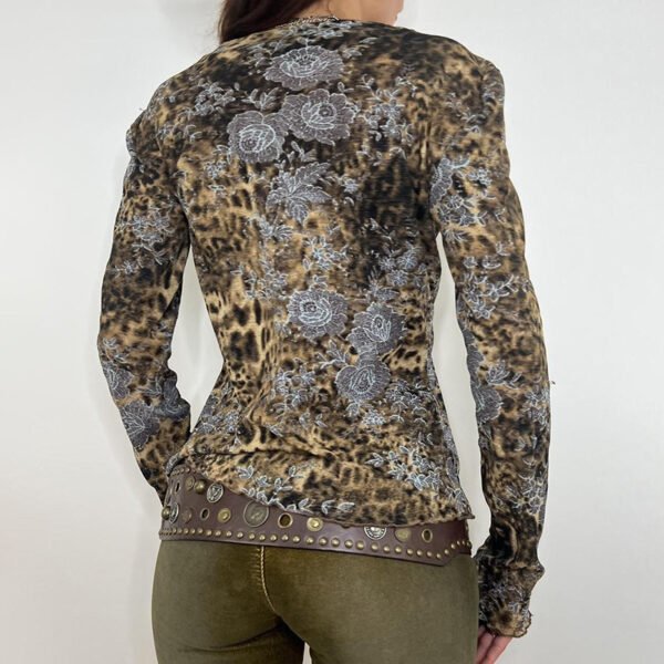 Hollow Sexy Hot Girl Leopard-print Shirt Top - Image 4