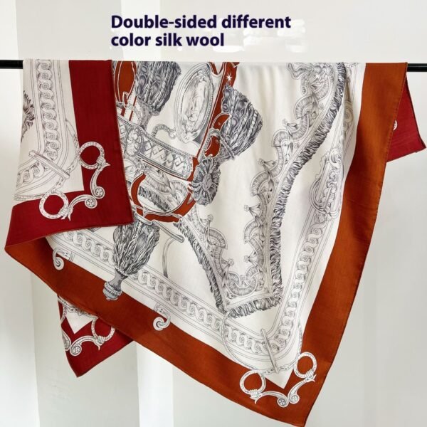 Tropical Rainforest FINSBURY Double-sided Different Color Silk Wool Large Kerchief - Image 10
