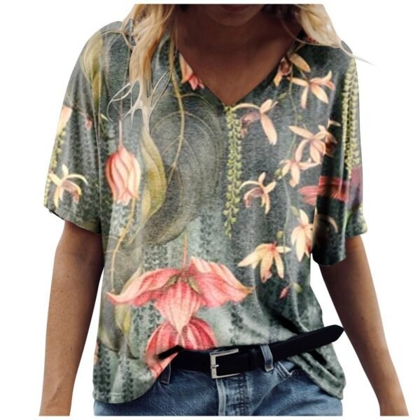 Short Sleeved T-shirt Printed On Women's Clothing - Image 7