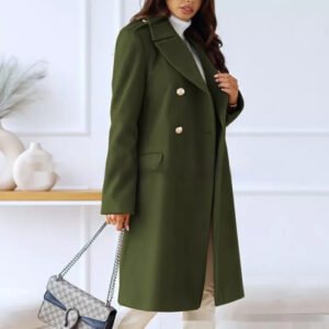 Simple Double Breasted Woolen Trench