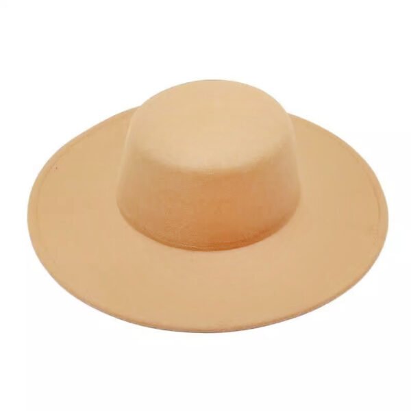 Flat Top Woolen Hat Big Brim Fedora Hat Hepburn Style - Image 9
