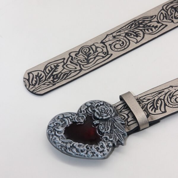 Vintage Punk Style Retro Embossing Love Belt Y2g - Image 4
