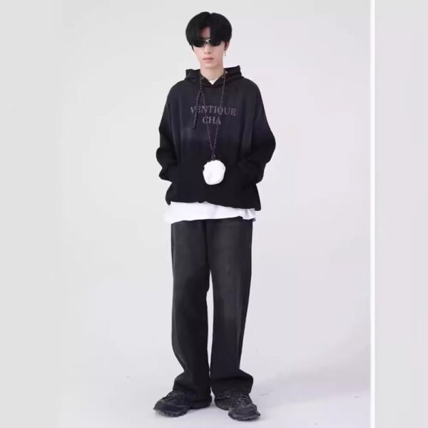Gray Plus Size Loose Straight Pants - Image 3