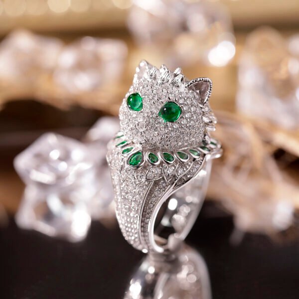 Premium Designer Sterling Silver Simulated Emerald - Image 3