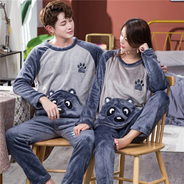 Female Spring, Autumn, Winter Coral Plush Couple Nightwear - Image 2