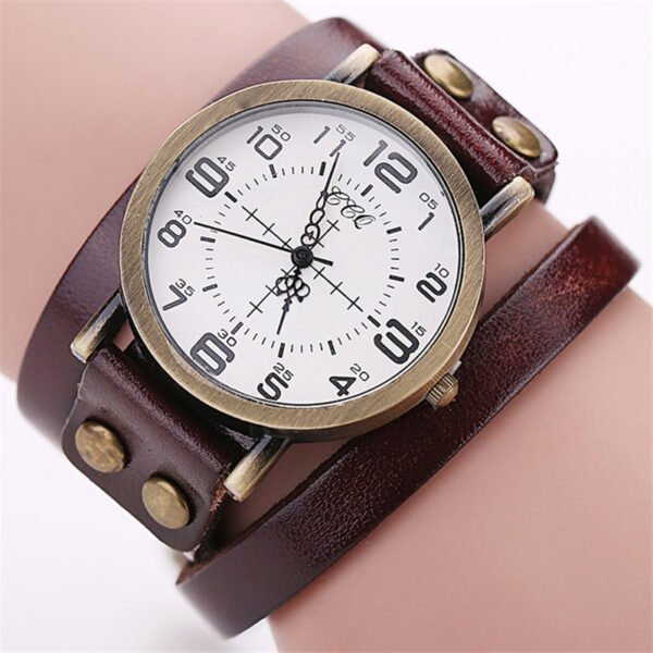 CCQ Vintage Leather Bracelet Watch Antique Women Wrist Watch Casual Ladies Quartz Watch Relogio Feminino 1347 - Image 2