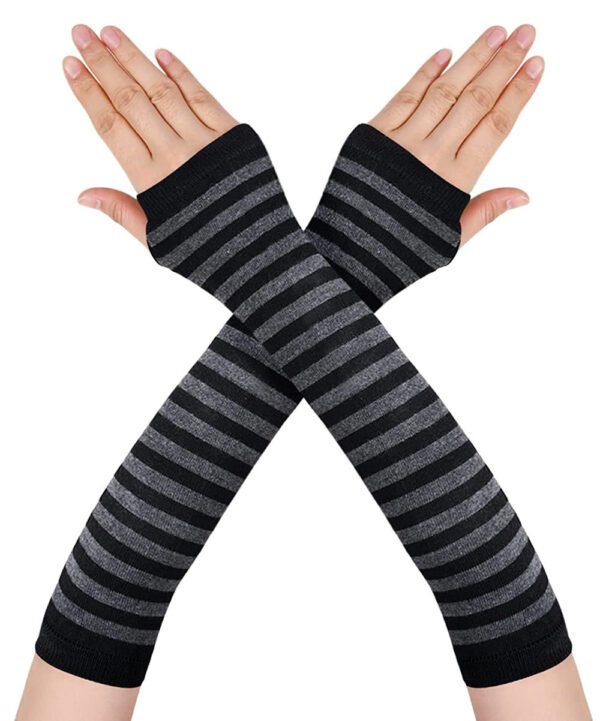 Fingerless Oversleeve Dark Lolita Striped Cross Long Cosplay Oversleeve Sheath - Image 5