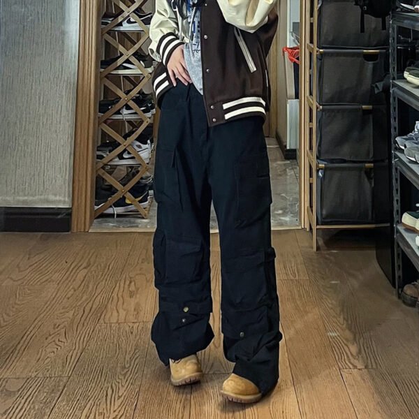 Beige And White Overalls Men Multi-pocket Design - Image 3