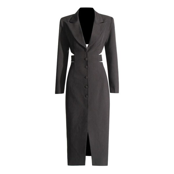 Long Shirt Midriff Outfit Design High Sense Solid Color Suit Coat For Women Autumn - Image 5