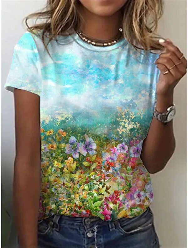 Digital 3D Printing Women's Street Style Short Sleeve - Image 6