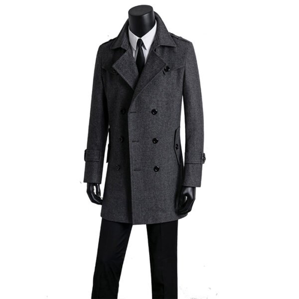 New Tweed Coat Men's Trench Coat Medium Length Korean Version - Image 2