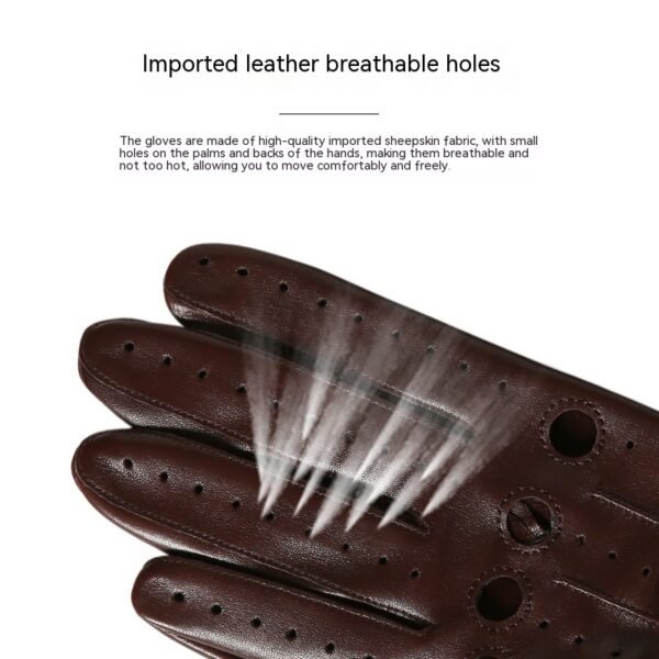 Breathable Single Layer Authentic Leather Sheepskin Fitness Gloves - Image 2