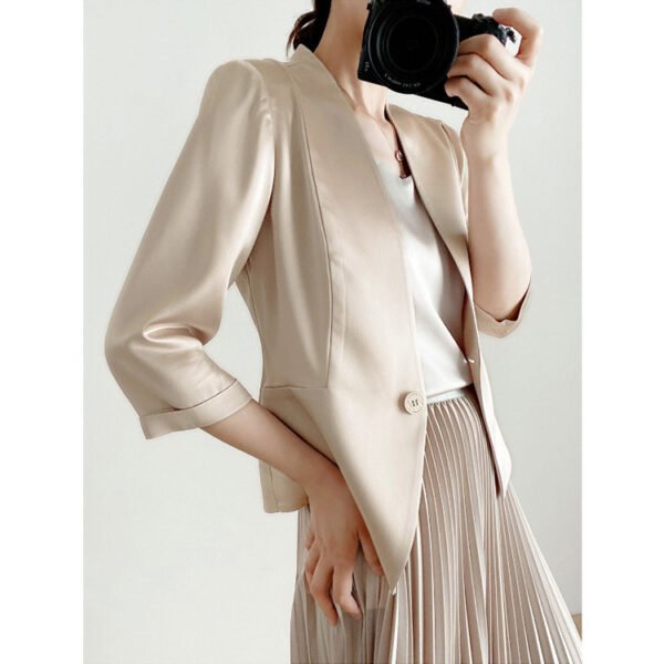 Spring New Elegant V-neck 34 Sleeves Coat For Women - Image 2