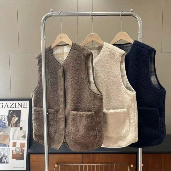 Outer Wear Fur Integrated Vest Waistcoat Overcoat - Image 2