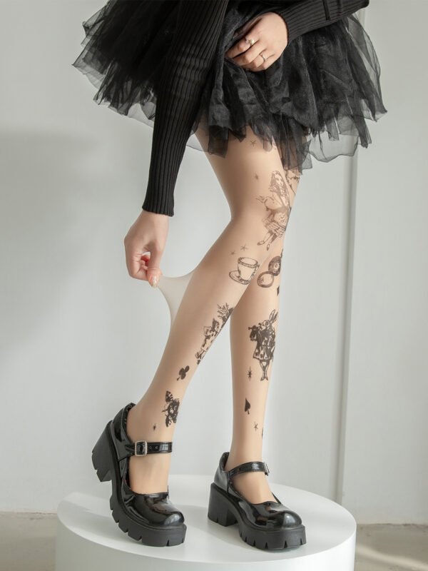 Spring And Summer Commuter Alice Lolita Tattoo Stockings - Image 5