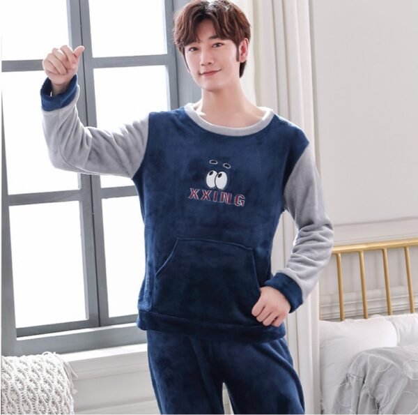 Coral Velvet Thickened Plus Velvet Cartoon Men's Pajamas - Image 5