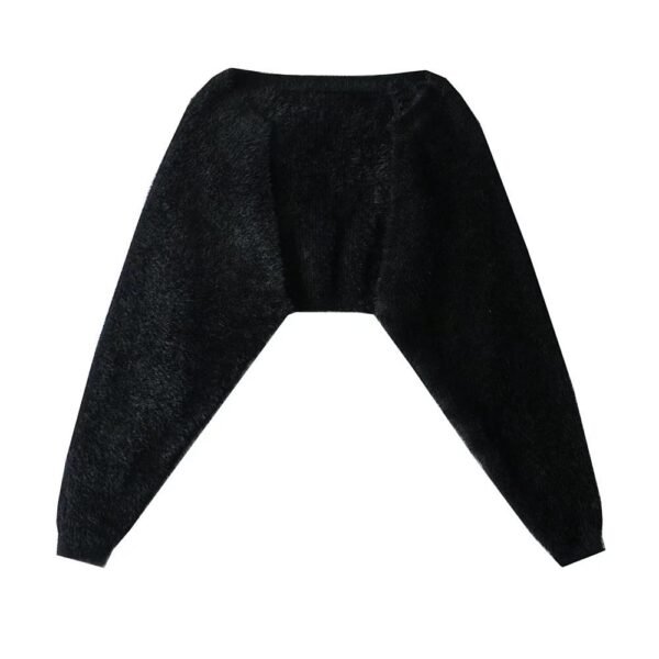Furry Sweater Long Sleeve Short Blouse Outer Coat - Image 6