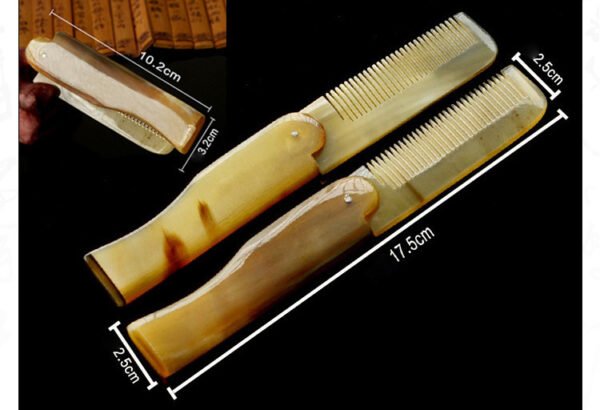 Real Bull Horn Travel Portable Children's Folding Comb - Image 6