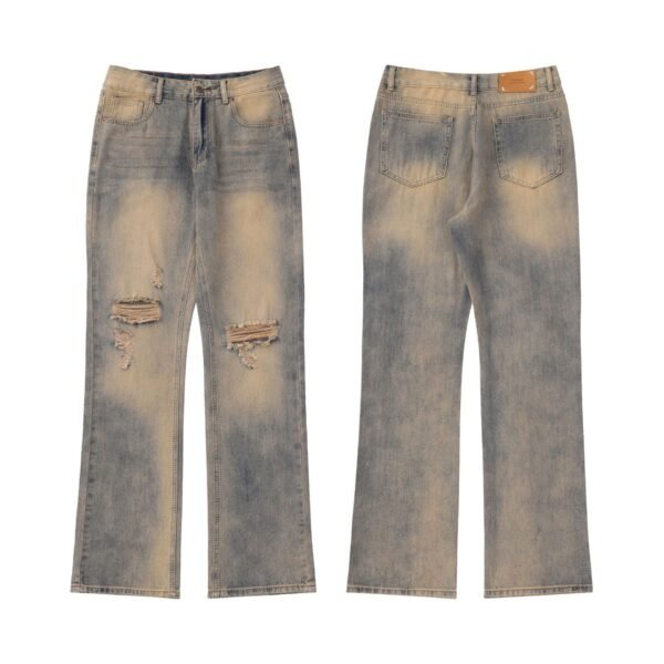 Autumn American Printing And Dyeing Straight Yellow Mud Jeans - Image 4