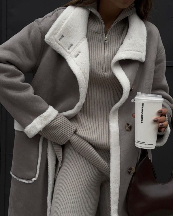 Autumn And Winter Patch Pocket  Color  Coat - Image 6