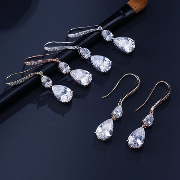 RAKOL Simple Long Exquisite Water Drop Zircon  Female Simple Banquet All-match Earrings - Image 3