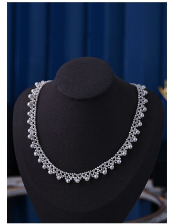 Lace Vintage Multilayer Round Lady Pearl Necklace 18K Gold Adjustable Choker - Image 2
