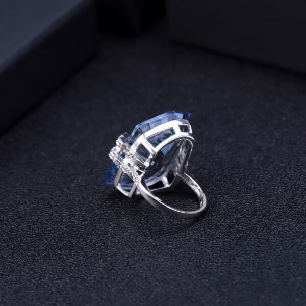 Sterling Silver Inlaid Special-shaped Natural Color Treasure Ring - Image 3