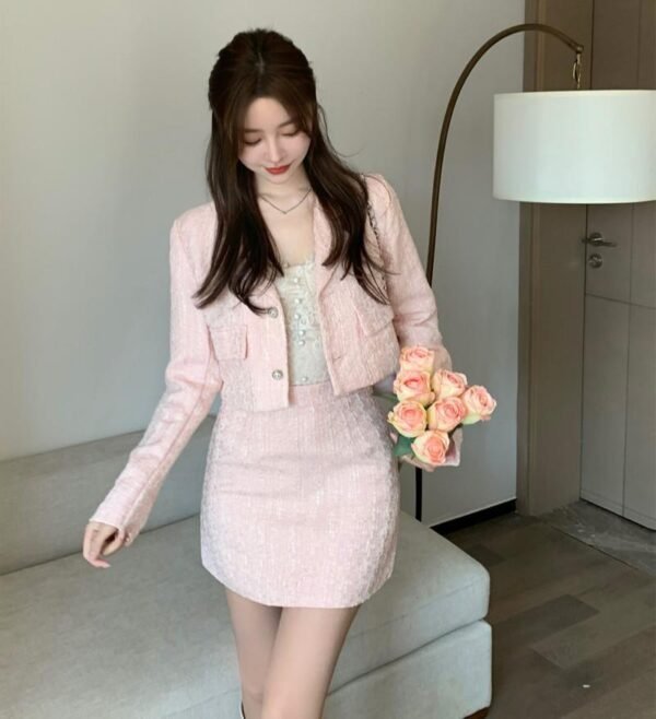 Socialite Style Tweed Long Sleeve Suit Ladies - Image 3