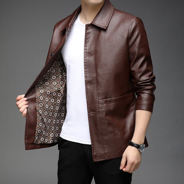 Autumn New Young And Middle-aged Leather Jacket - Image 2