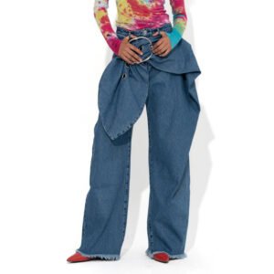 Casual Style Wide-leg Pants New Patchwork Belt