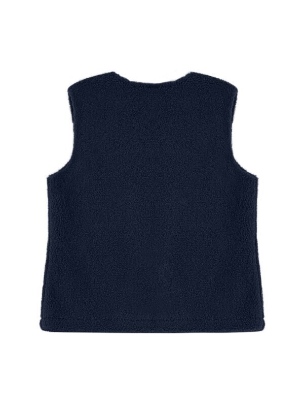 Fashion Round Neck Pocket Plush Vest - Image 5
