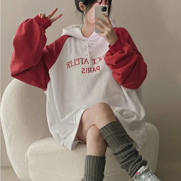 American Retro Wine Red Raglan Sleeve Sweater - Image 7