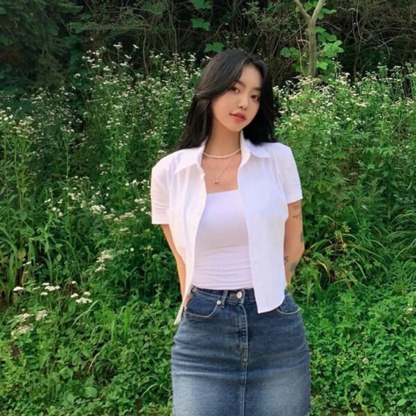 Summer Pure Desire Waist Sexy Hot Girl Shirt Short Sleeve - Image 2