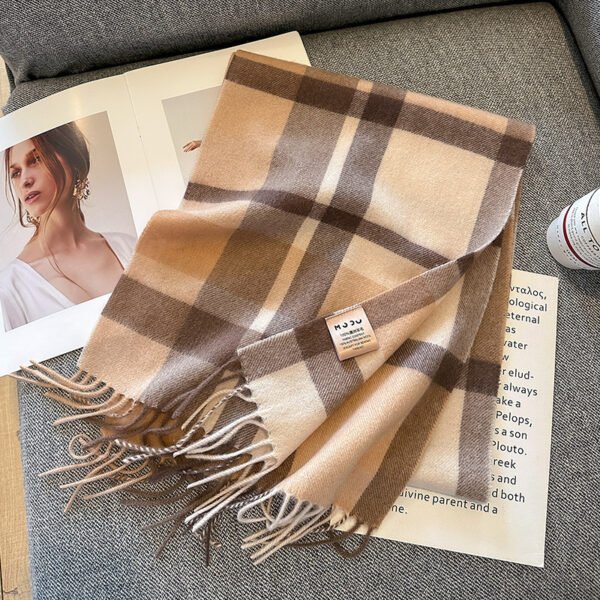 Pure Wool Plaid Scarf British Classic - Image 7