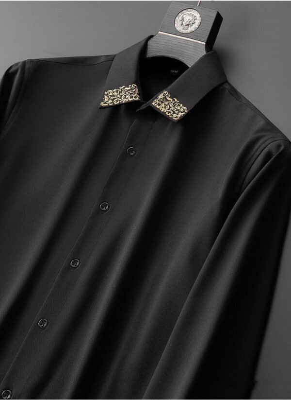 Spring Light Luxury European Goods High-end Embroidered Neckline Loose Oversized Shirt - Image 5